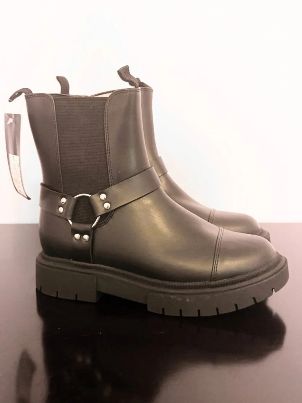 NEW Kids' Crosby Harness Moto Boots - art class Black 2  Zipper Closure